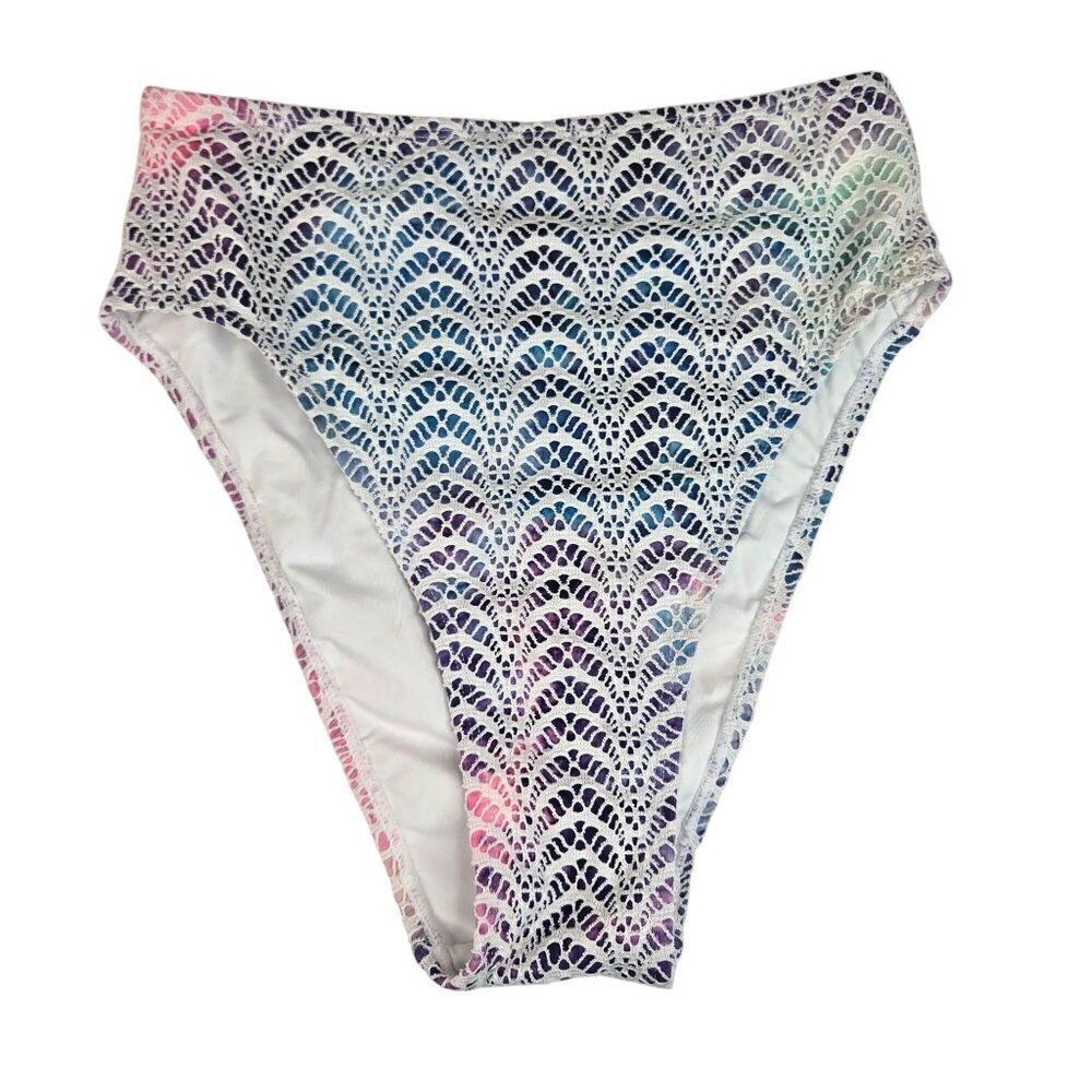 Lucky Womens Multicolor High Waist Crochet Bikini Bottom Swimwear Womens M